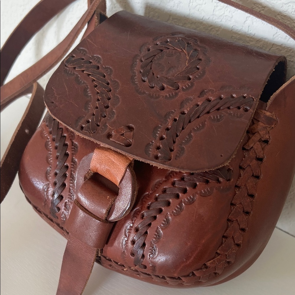 Artisan Leather Crossbody Bag in Deep Brown - Picture 2 of 11